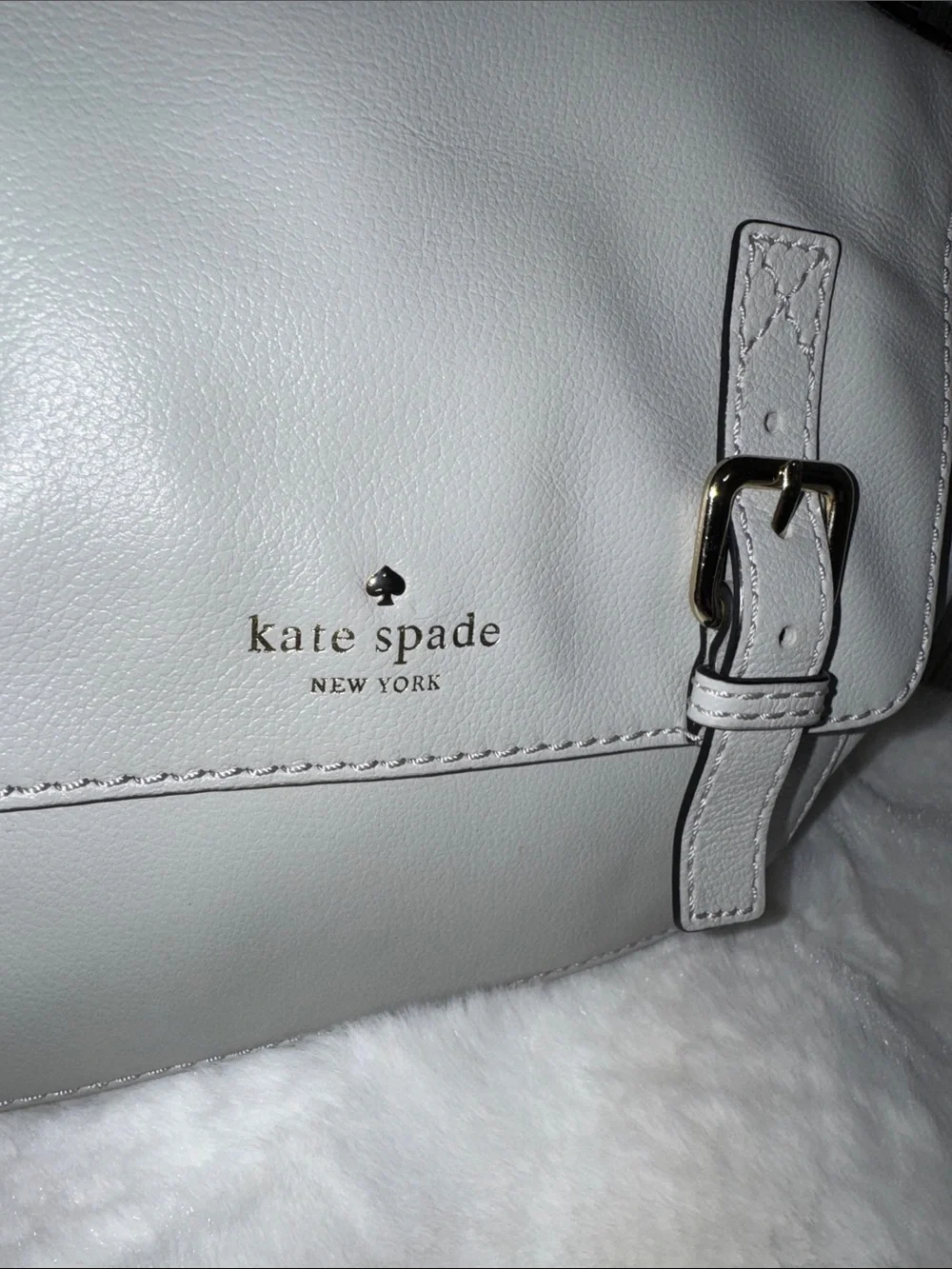kate spade Allen Street Raquelle  light gray leather satchel with gold hardware